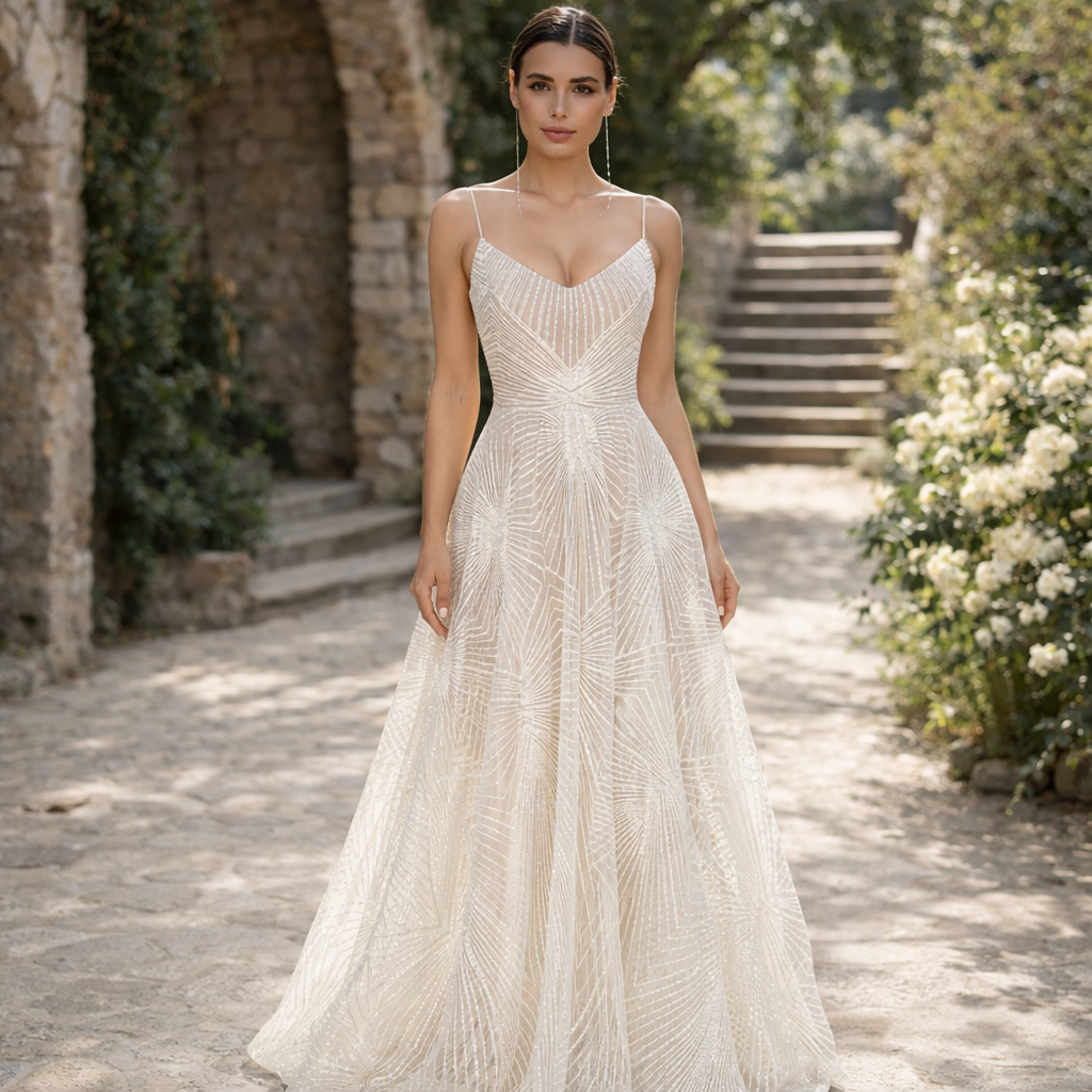 Thalassa | Women's Sparkle Dress With Floor Length Silhouette And Shimmer Pattern | Elegant