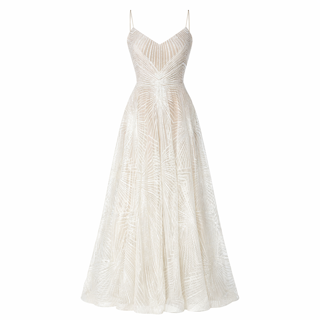 Thalassa | Women's Sparkle Dress With Floor Length Silhouette And Shimmer Pattern | Elegant