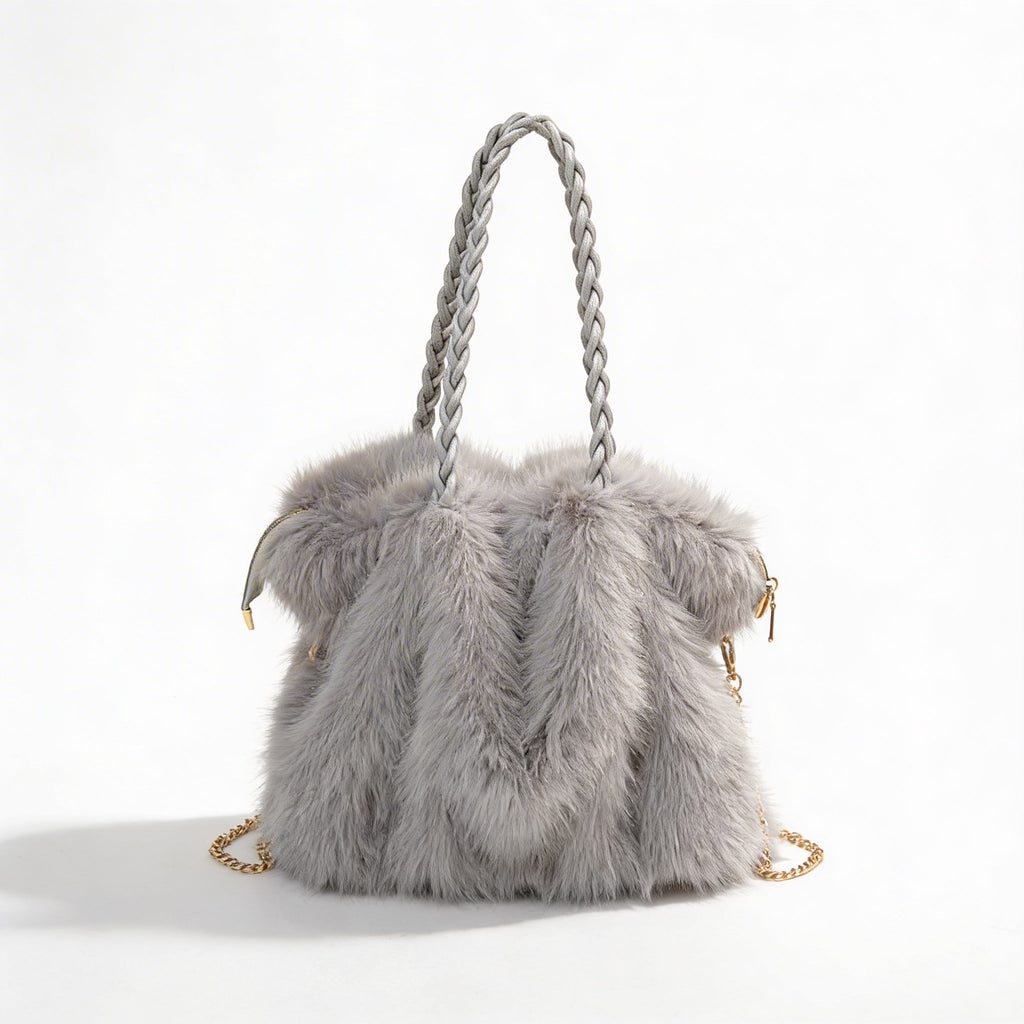 Valentina | Women’s Tote Bag With Soft Plush Finish And Braided Top Handle | Luxe