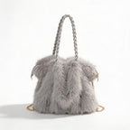 Valentina | Women’s Tote Bag With Soft Plush Finish And Braided Top Handle | Luxe