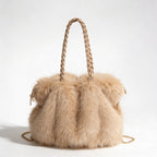 Valentina | Women’s Tote Bag With Soft Plush Finish And Braided Top Handle | Luxe