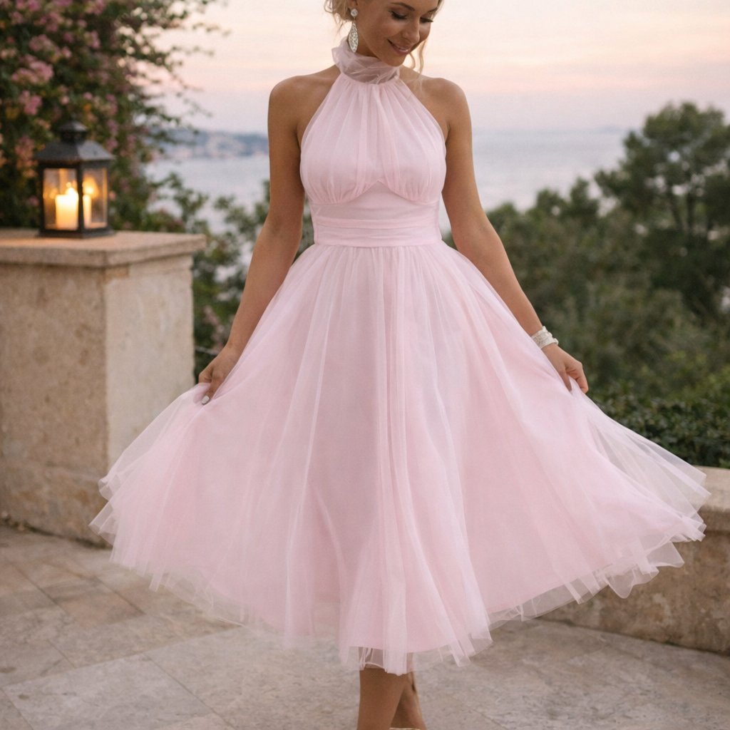 Valeria | Women’s Graduation Dress With Tulle And Halter Neck | Elegant