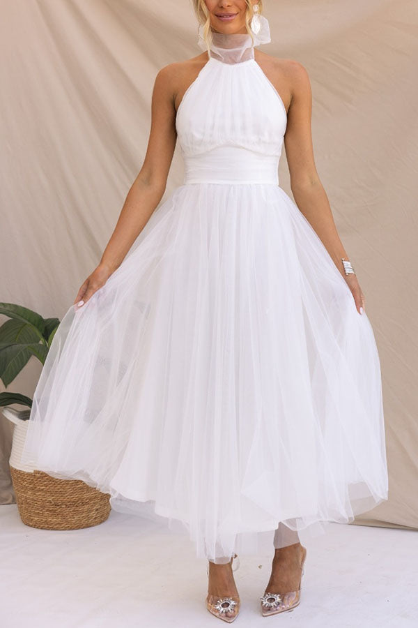 Valeria | Women's Sparkle Dress With Halter Neck And Layered Tulle Skirt | Elegant