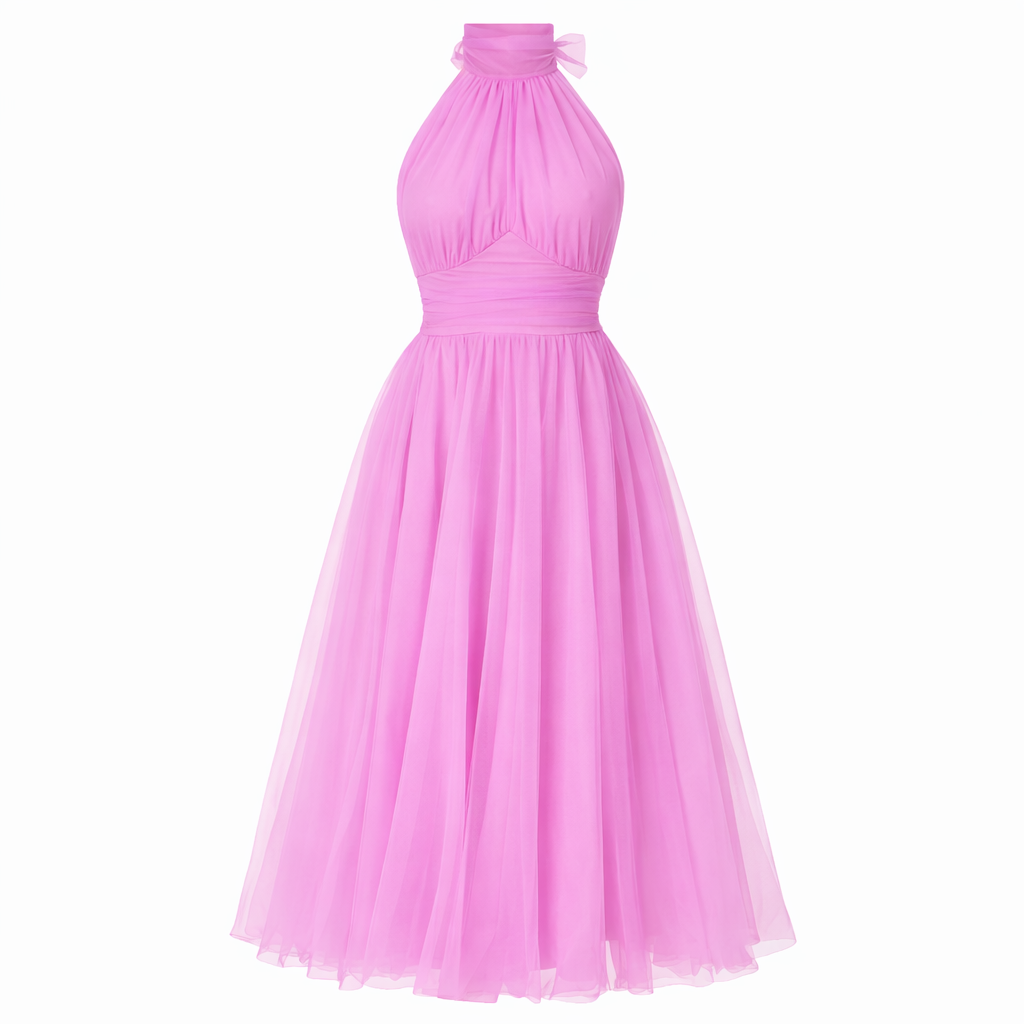 Valeria | Women's Sparkle Dress With Halter Neck And Layered Tulle Skirt | Elegant