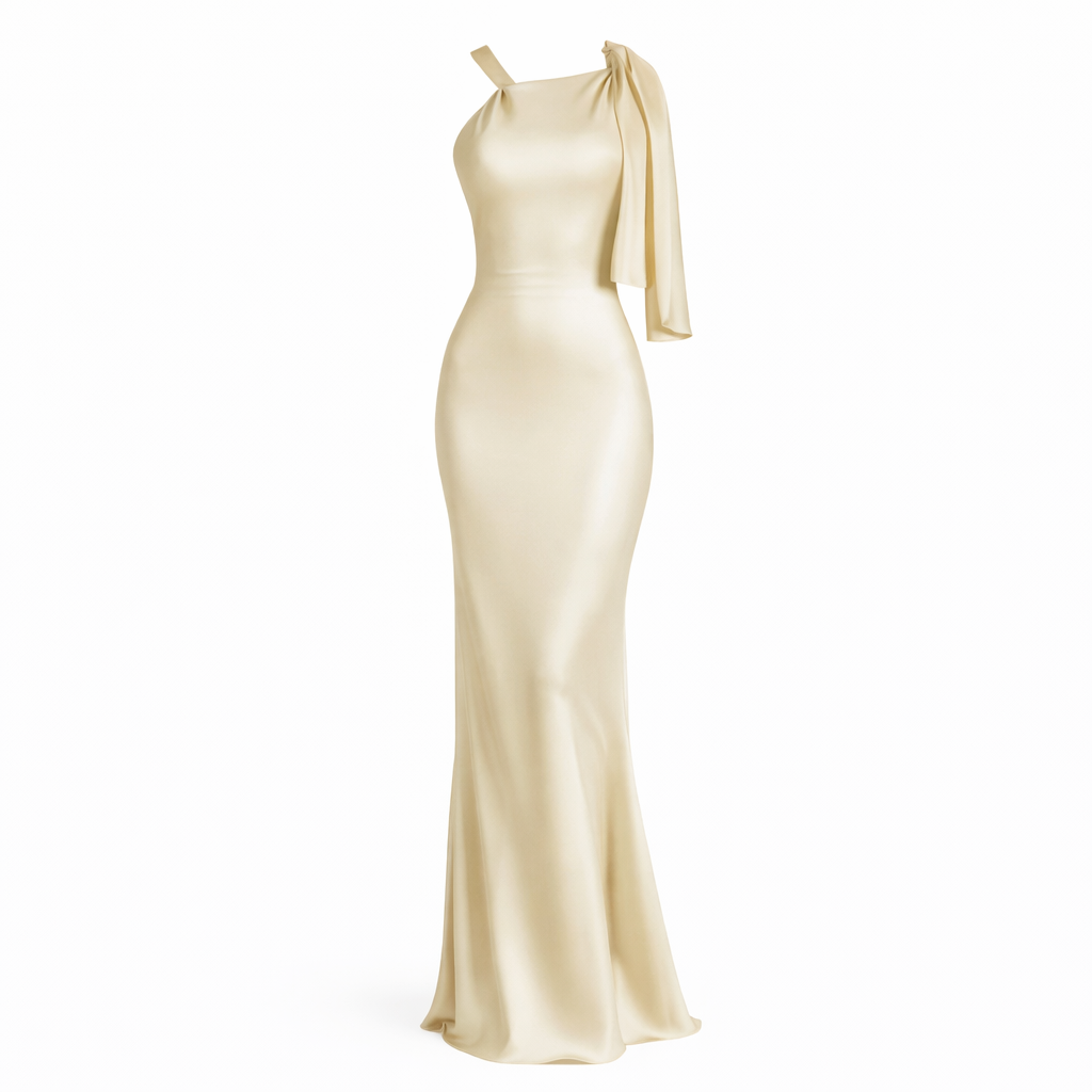 Vespera | Women’s Graduation Dress With One-Shoulder Bow | Elegant