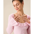 Vicenza | Women’s Knit Graduation Dress With Ruffle Neck & Bodycon Fit | Elegant