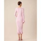 Vicenza | Women’s Knit Graduation Dress With Ruffle Neck & Bodycon Fit | Elegant