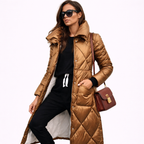 Victoria | Women Long Jacket With Warm Quilted Fabric And Hooded Design | Winter Style