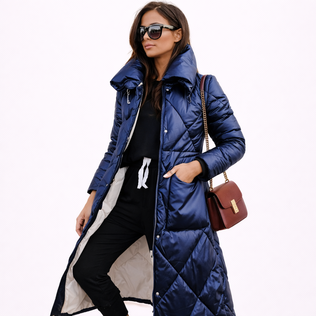 Victoria | Women Long Jacket With Warm Quilted Fabric And Hooded Design | Winter Style
