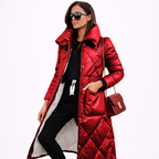 Victoria | Women Long Jacket With Warm Quilted Fabric And Hooded Design | Winter Style