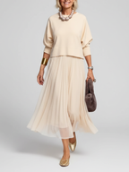 Zanelia | Women's Midi Dress With Long Sleeves And Pleated Skirt