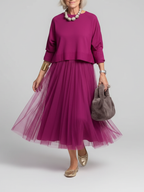 Zanelia | Women's Midi Dress With Long Sleeves And Pleated Skirt