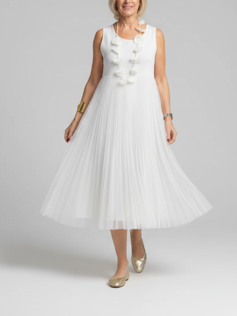 Zanelia | Women's Midi Dress With Long Sleeves And Pleated Skirt