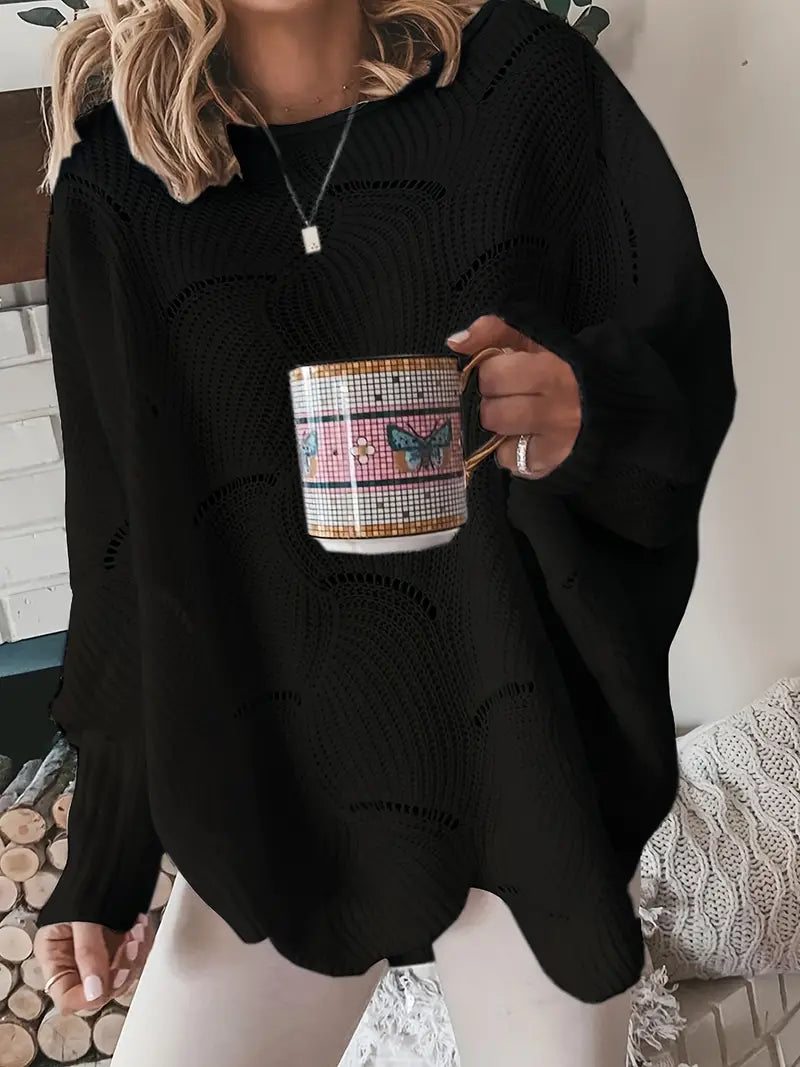 Adrianna™ | Solid Knit Sweater with Cutouts