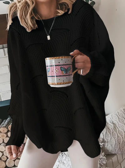 Adrianna™ | Solid Knit Sweater with Cutouts